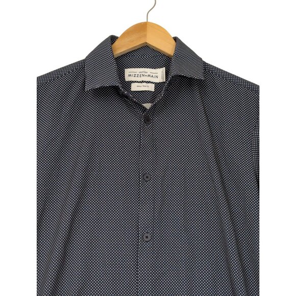Mizzen Main Leeward Shirt Mens S Trim Fit Blue White Dot Button Up Long Sleeve - Picture 3 of 9